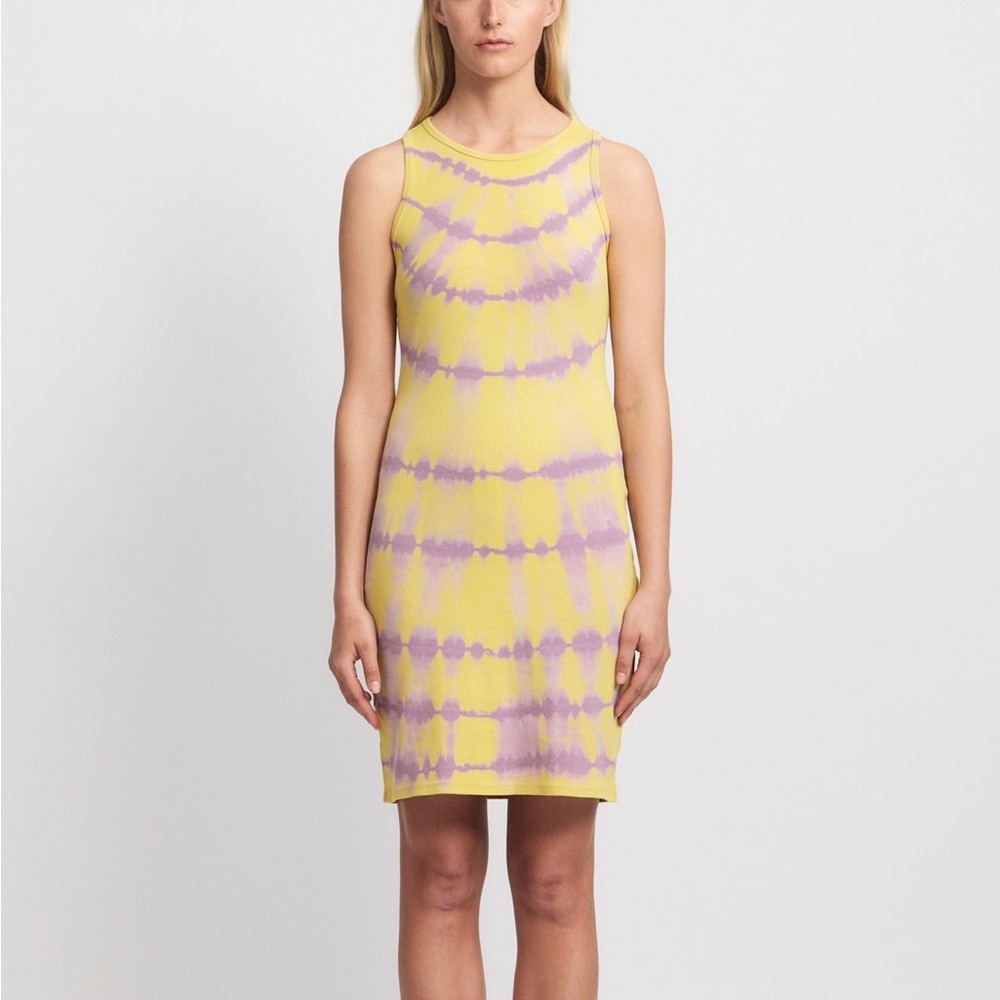 Raquel Allegra Yellow and Purple Tie Dye Mini Dress